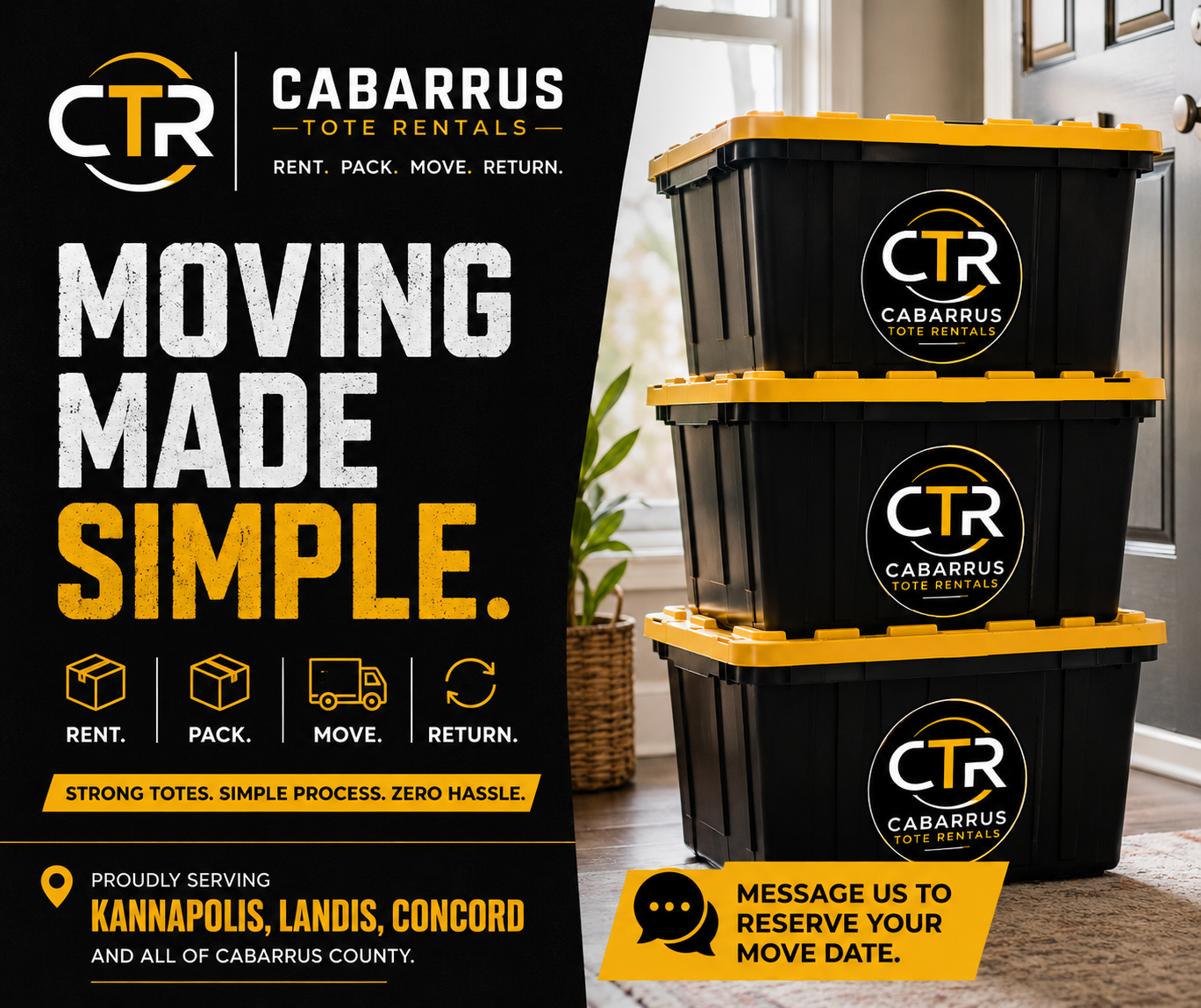Cabarrus Tote Rentals — Moving Made Simple. Rent, pack, move, return.